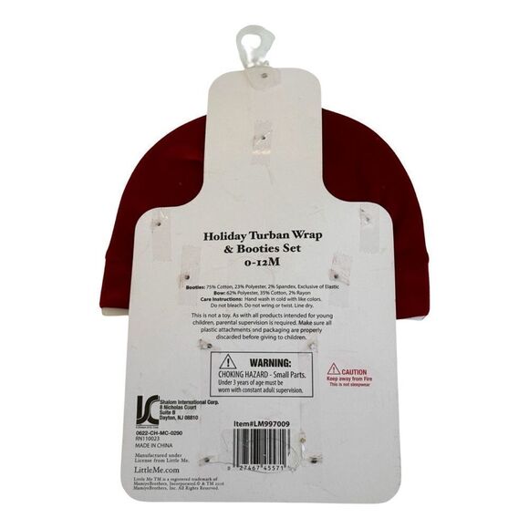 Little Me 0-12 Month Holiday Velvet Plaid Hat & Bootie Set NWT - Picture 7 of 8